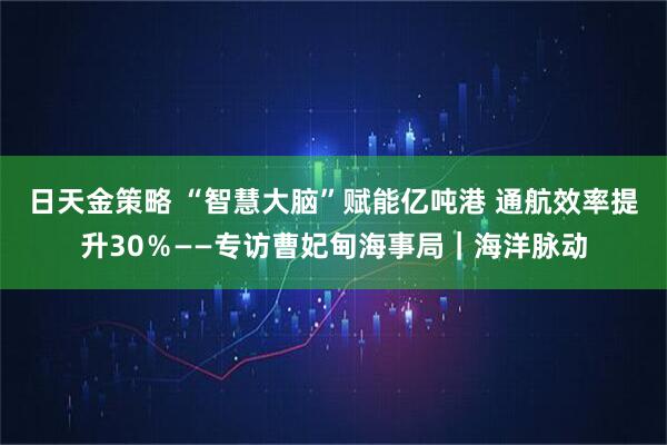 日天金策略 “智慧大脑”赋能亿吨港 通航效率提升30％——专访曹妃甸海事局｜海洋脉动
